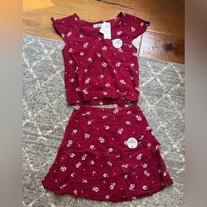 Abercrombie Kids Burgundy Floral Set - 2 piece, stretch waist - NWT, size 13/14